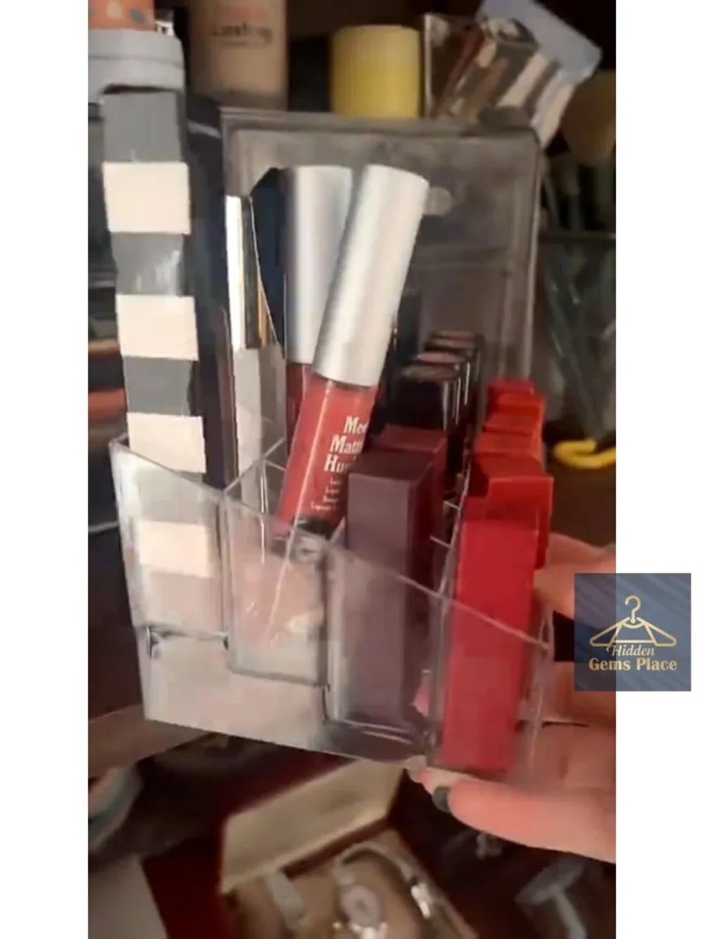 Clear Acrylic 40 Grid Lipstick Holder Organizer Display Case for Makeup Storage